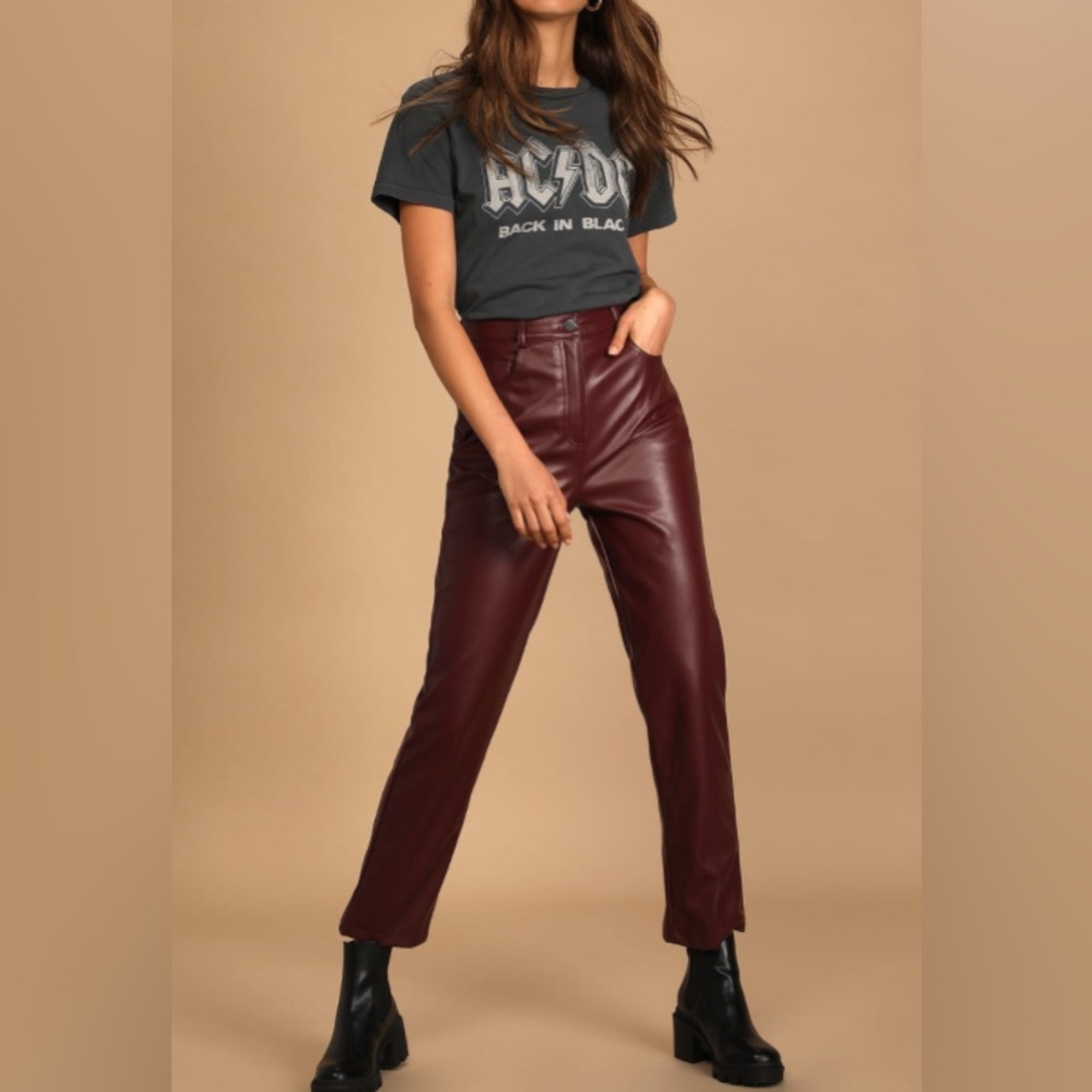 Aritzia Wilfred Melina Pant Burgundy Size 6 Vegan Leather